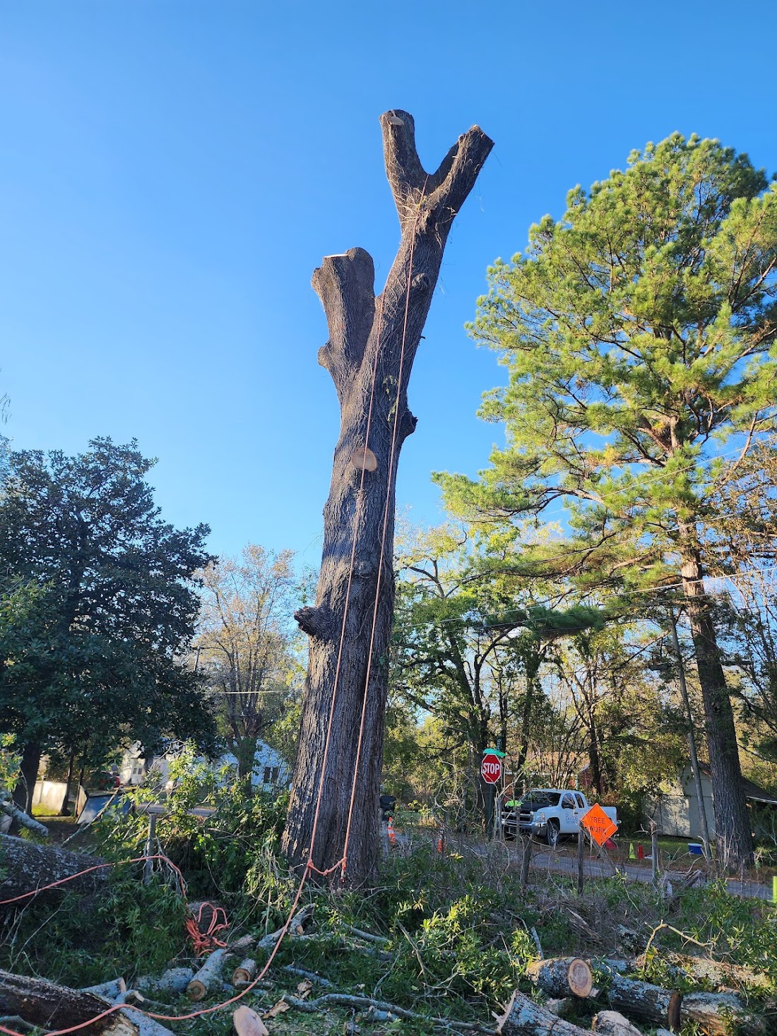 Ground crew clearing debris